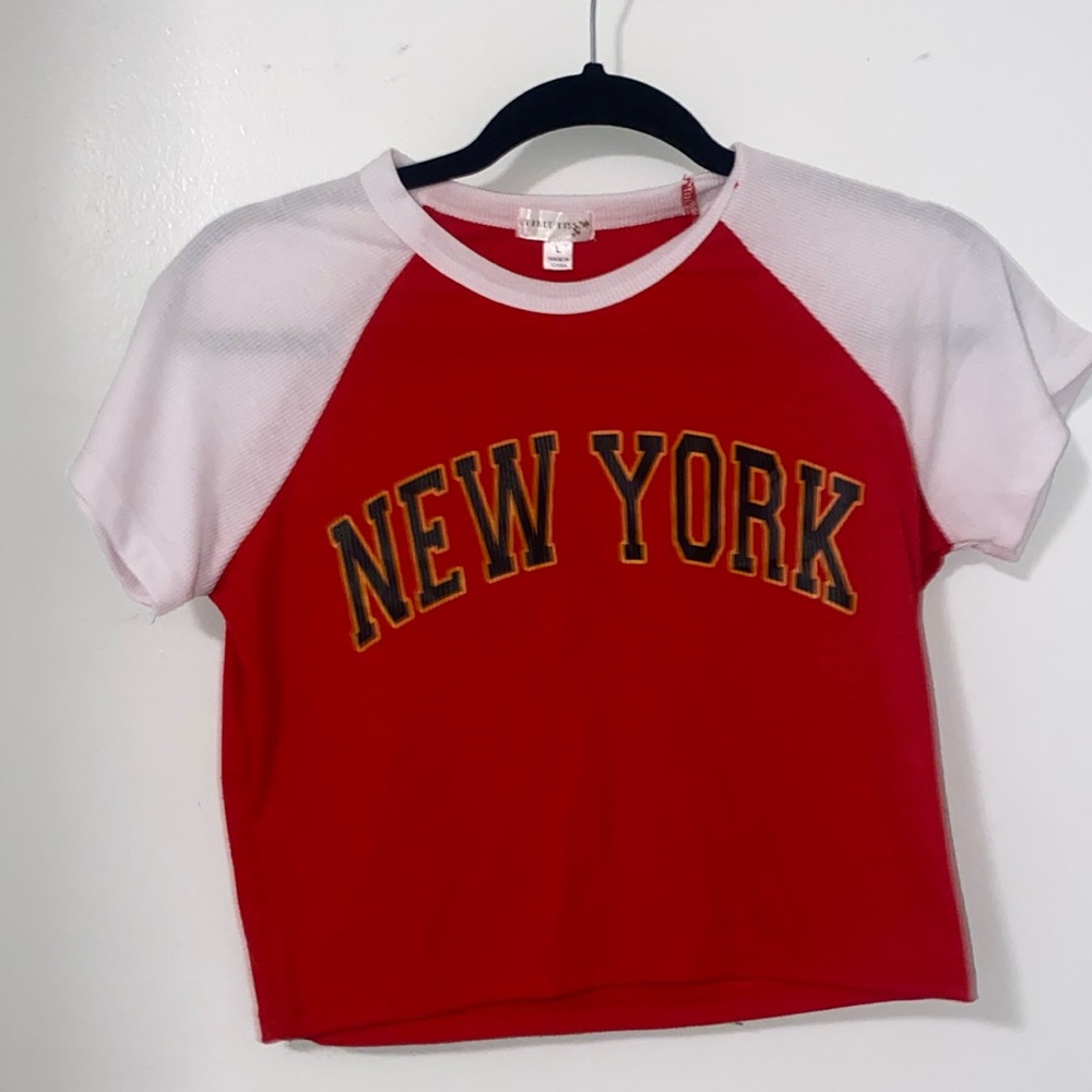 Red and White Large crop top